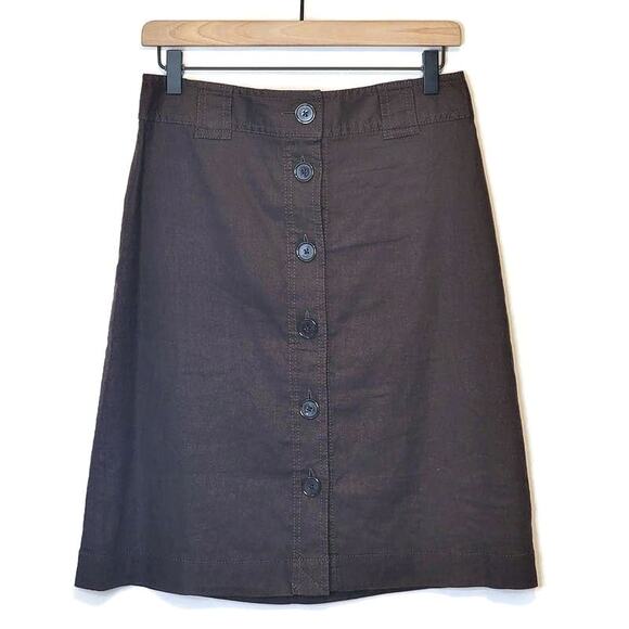 Banana Republic Linen Button Down Brown A Line Mini Skirt Workwear Casual 4 - Picture 1 of 10